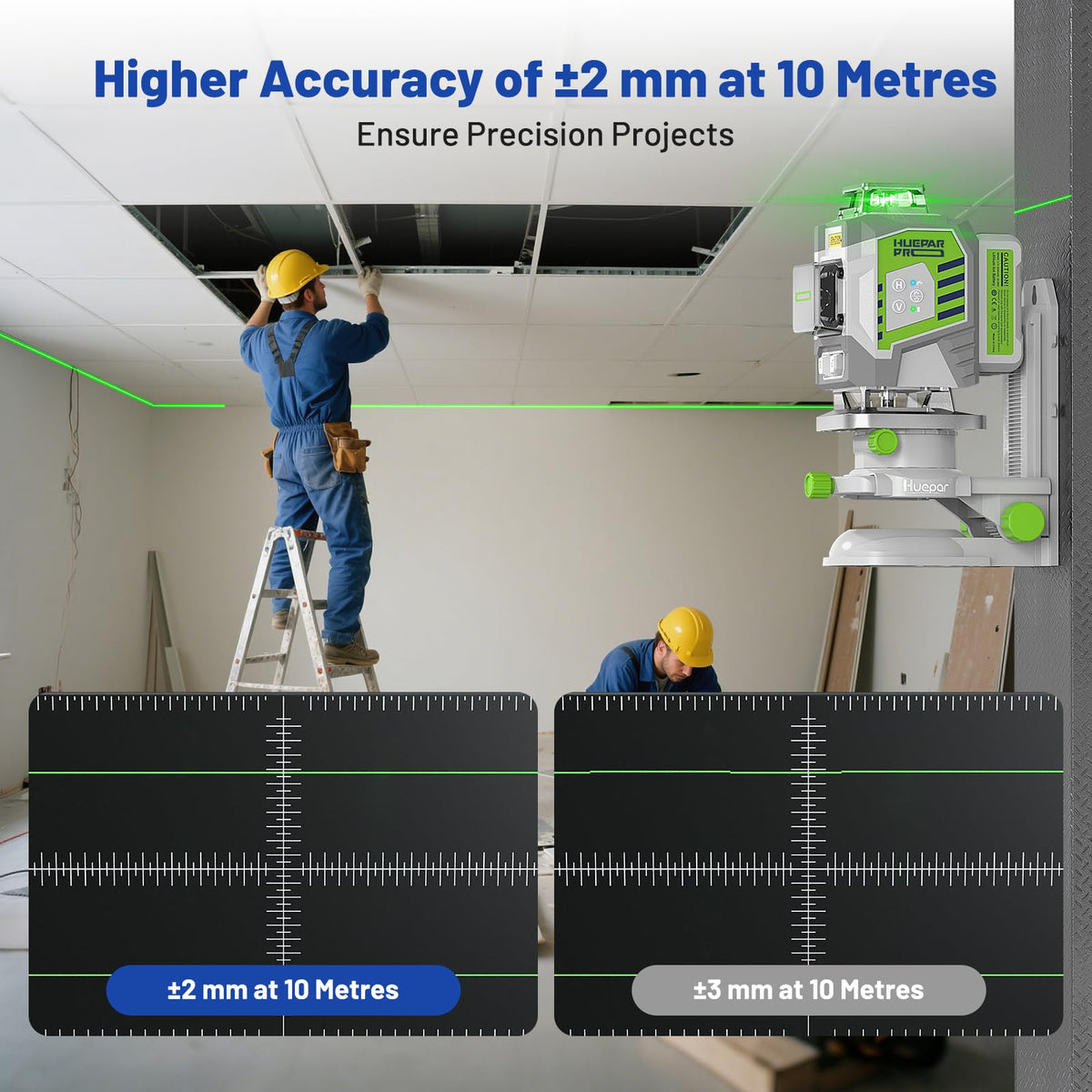 Niveau Laser 4D Auto-Nivellement ZK04CG Vert 4 Lignes 360° ±2 mm à 10 m Batterie Li-ion 8000 mAh Support Magnétique