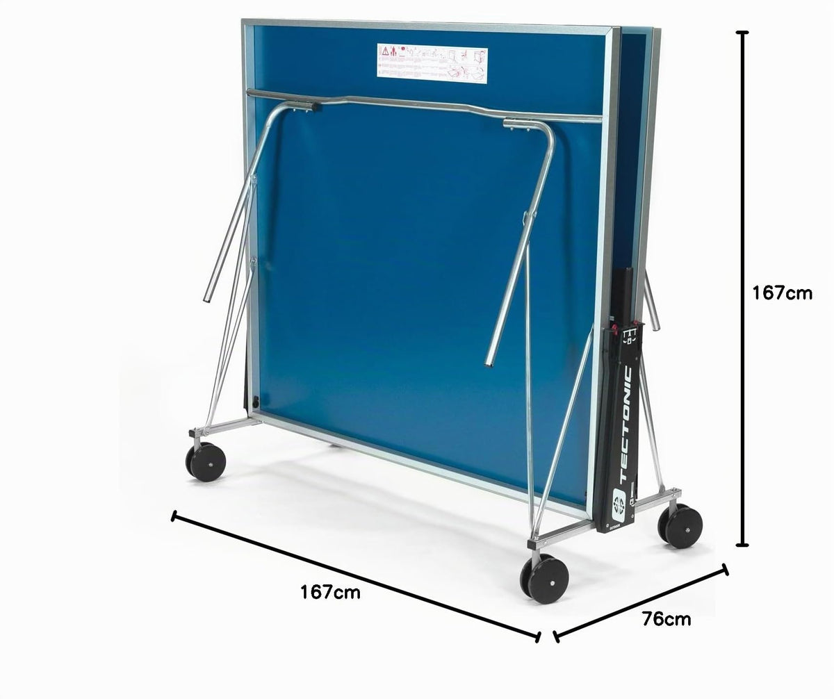 Table de ping-pong d'extérieur pliante 2,74 x 1,67 m stratifié haute pression acier galvanisé filet réglable bleu