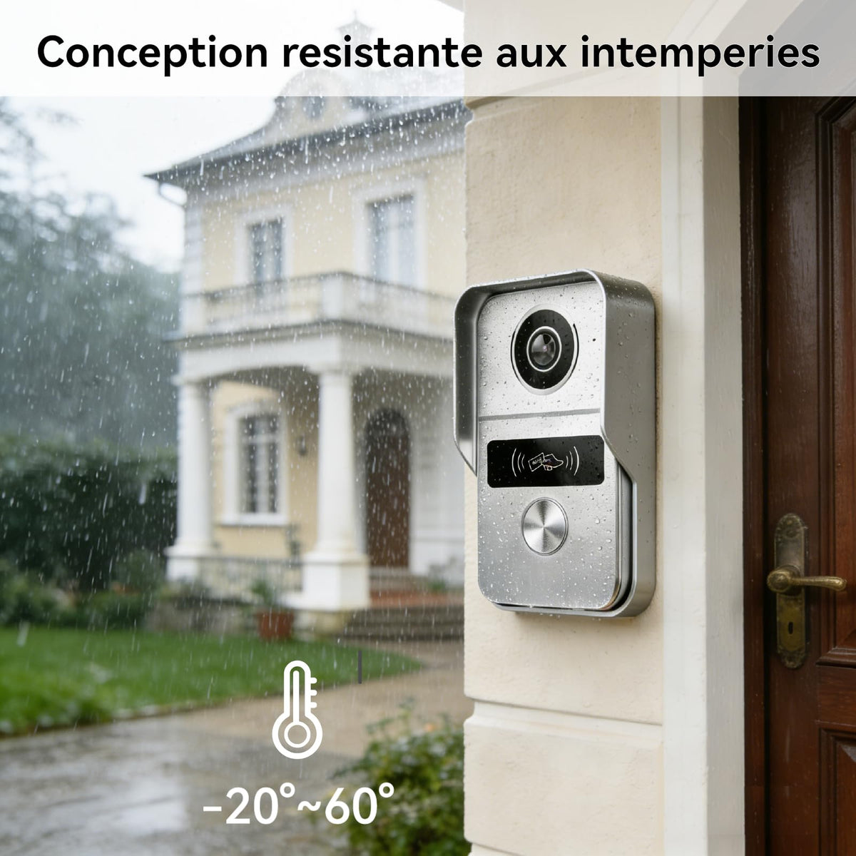 Visiophone Connecté 2 Fils 1080p Écran Tactile 7 Pouces Caméra 140° Vision Nocturne Wi-Fi Déverrouillage RFID 5 Badges
