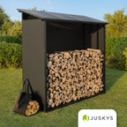 Range-bûches extérieur avec toit 185 x 70 x 185 cm aluminium bâche polyester résistante aux UV étanche sol surélevé toit inclinable noir