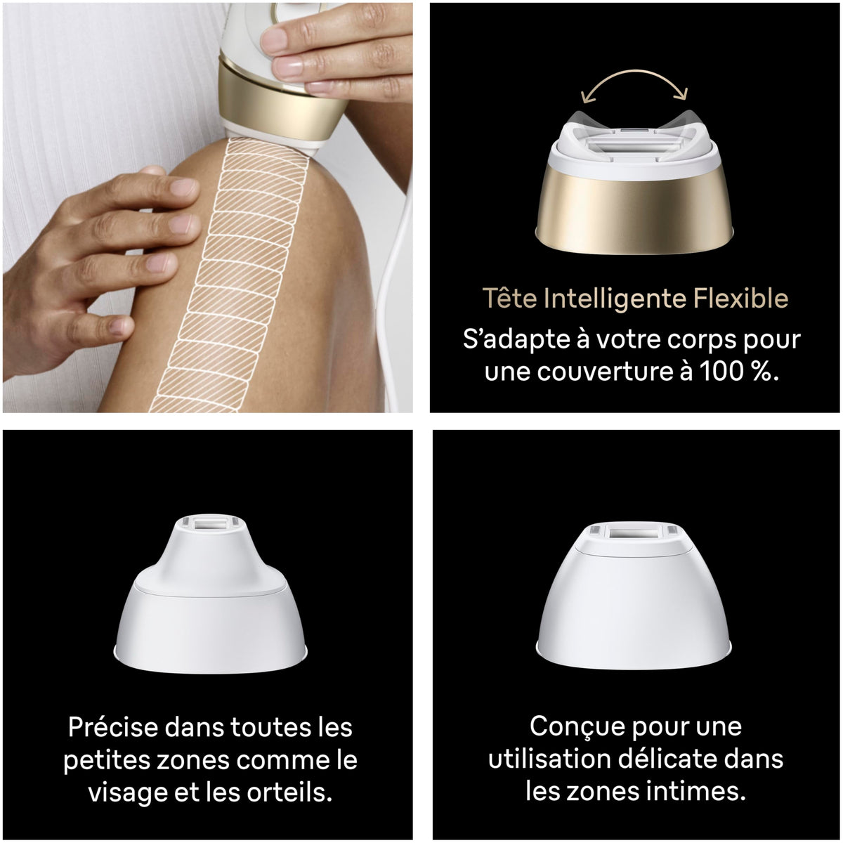 Épilateur à Lumière Pulsée PL5321 Silk·expert Pro 5 240 V 3 Têtes Pochette Rasoir Venus Blanc et Or