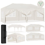 Barnum pliant 3 x 6 m avec 6 parois tente de réception beige structure métallique imperméable UPF 50+