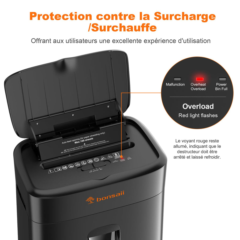 Destructeur de documents auto-alimenté C231-D micro-coupe P-4 100 feuilles bac 16 L 180 cm/min 60 dB