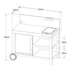 Desserte de Jardin Nova 110 Premium WT018T Acier 122 x 65 x 105 cm 2 Étagères 1 Tiroir Roulettes 50 kg Plancha Barbecue