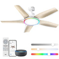 Ventilateur de Plafond avec Lumière DR-HCF002S 132 cm 54 W LED Dimmable RGB Wi-Fi 6 Vitesses Moteur CC Blanc