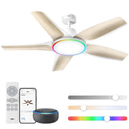 Ventilateur de Plafond avec Lumière DR-HCF002S 132 cm 54 W LED Dimmable RGB Wi-Fi 6 Vitesses Moteur CC Blanc