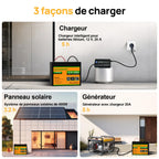 Batterie LiFePO4 12V 100Ah Bluetooth 1280Wh BMS protection basse température 100A rechargeable pour camping-car bateau solaire