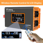 Convertisseur 12V 220V 2000W 4000W onduleur pur sinus 220V CA 2 prises USB écran LCD télécommande 50 Hz