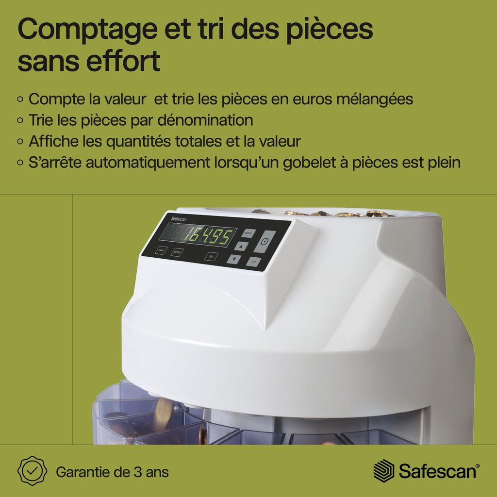 Compteuse trieuse de pièces 948358 comptage quantité et valeur tri par dénomination création de rouleaux de pièces 5 kg