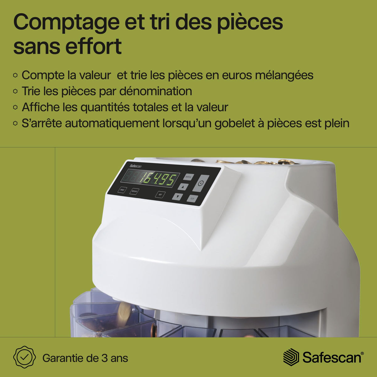Compteuse trieuse de pièces 948358 comptage quantité et valeur tri par dénomination création de rouleaux de pièces 5 kg