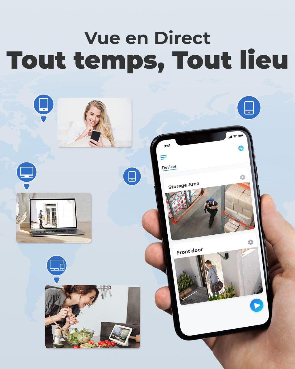 Kit de vidéosurveillance PoE RLK8-800B4 4K avec 4 caméras IP 8 MP NVR 8 canaux 2 To détection de personnes et véhicules