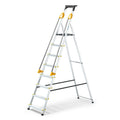 Escabeau Pliable 8 Marches DURAMP Aluminium Hauteur Plateforme 162 cm Charge 150 kg Rampes Porte-Outils Marches Antidérapantes