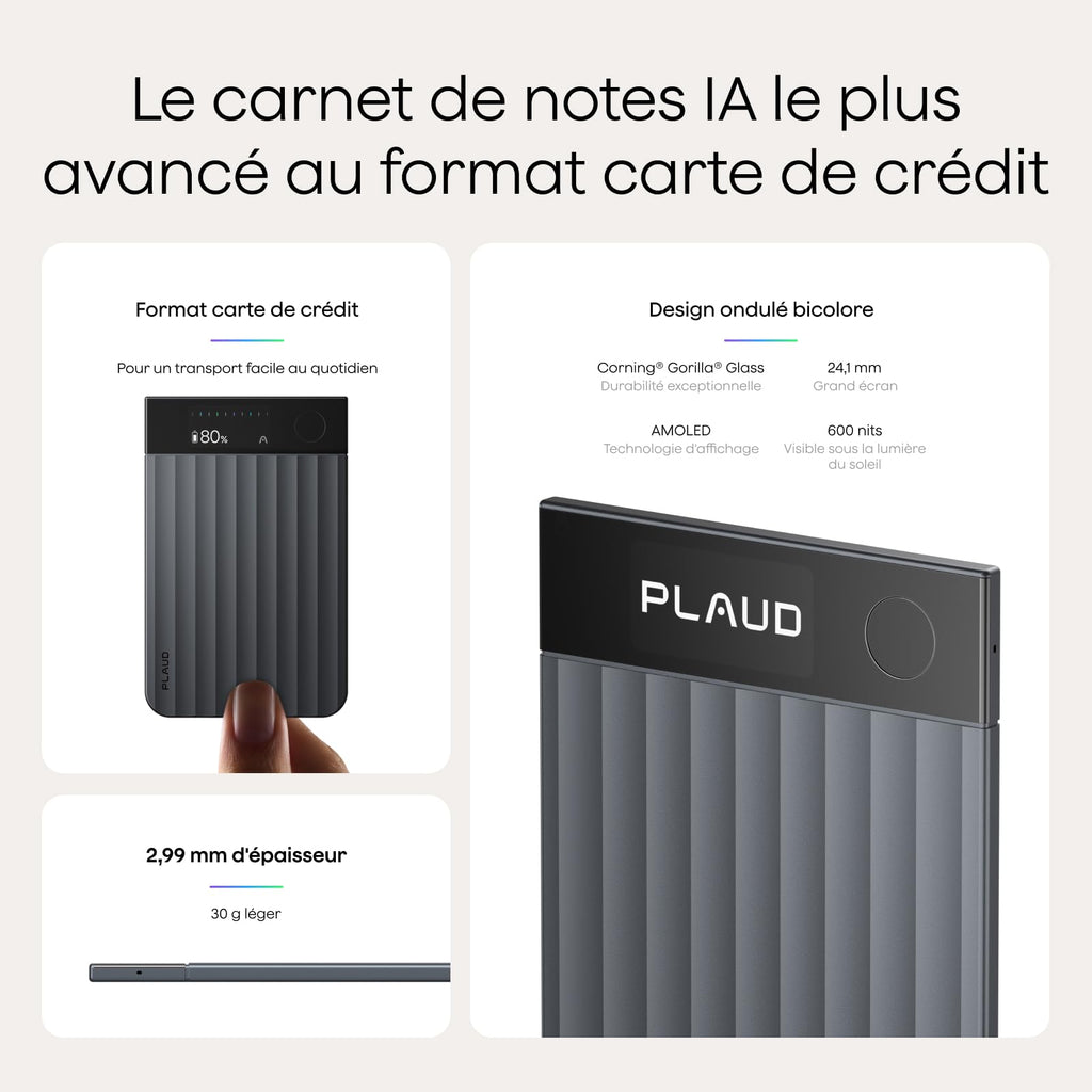 Note Pro Enregistreur vocal IA avec transcription dictaphone numérique 64 Go Bluetooth 50 h d'enregistrement