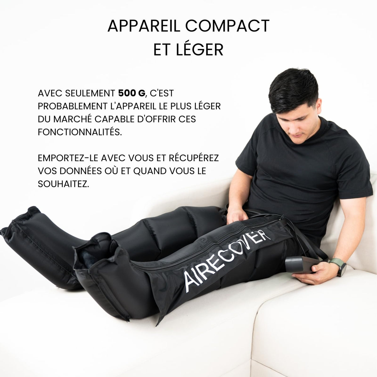 Pressothérapie à domicile masseur pour jambes et pieds récupération musculaire drainage lymphatique portable avec sac