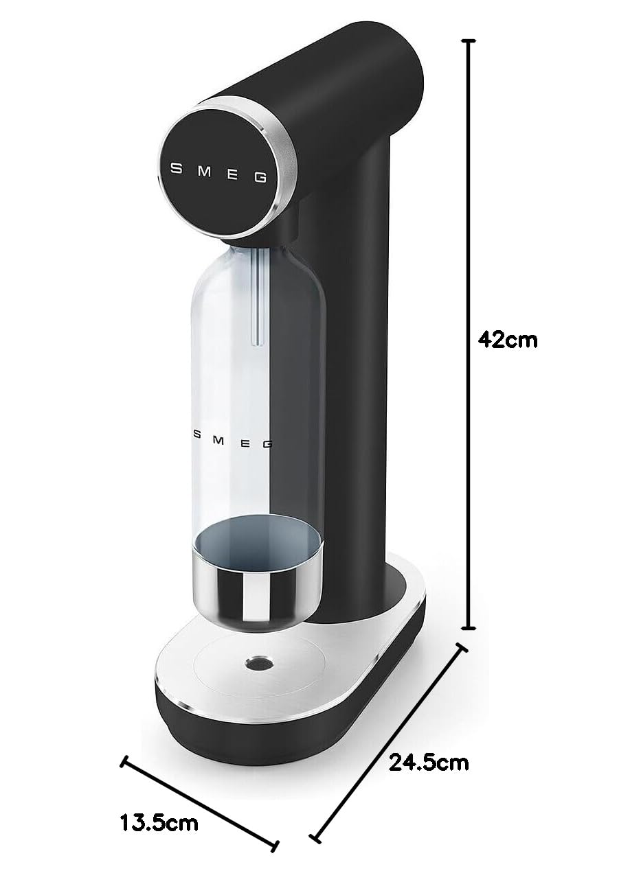 Machine à eau gazeuse SKC01BLM avec bouteille 800 ml bouton de gazéification égouttoir magnétique noir mat