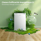 Réfrigérateur congélateur compact 113 L classe D congélateur 4 étoiles 16 L 35 dB 2 clayettes verre porte réversible blanc