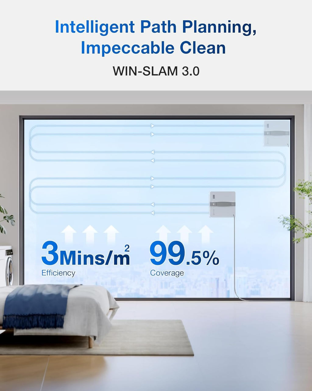 Robot lave-vitres WINBOT MINI Grey 350 ml avec pulvérisation ultrasonique contrôle par application et batterie lithium-ion