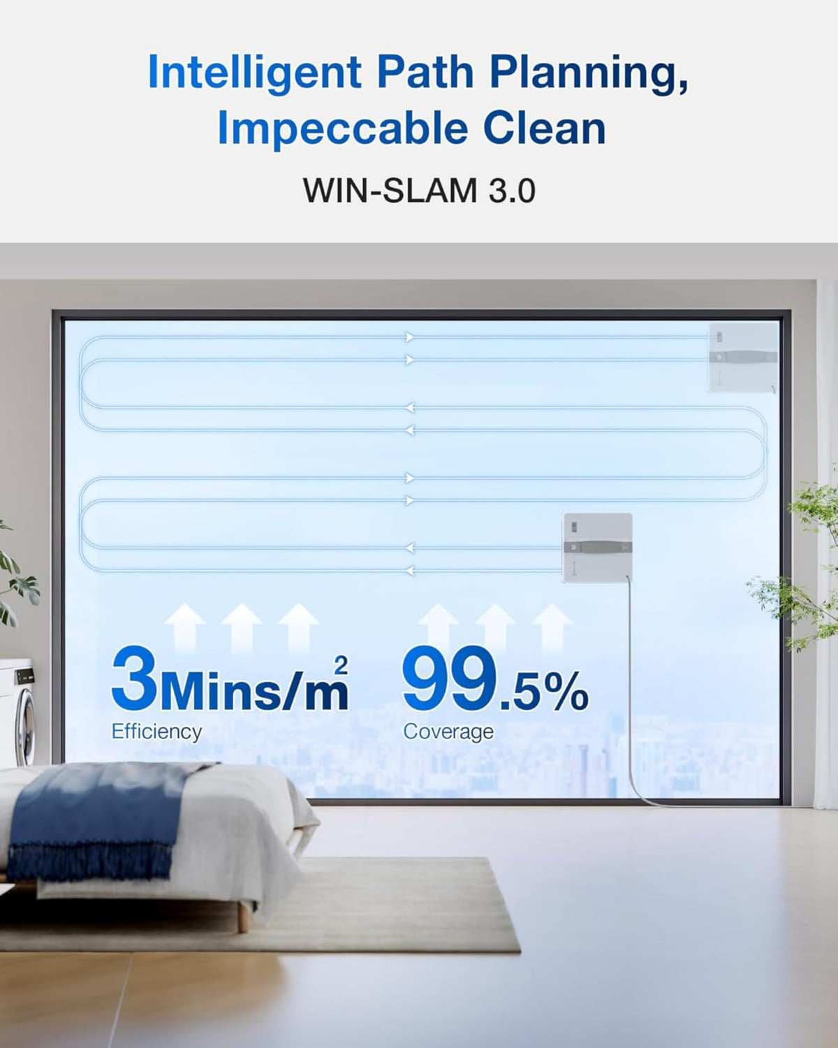 Robot lave-vitres WINBOT MINI Grey 350 ml avec pulvérisation ultrasonique contrôle par application et batterie lithium-ion