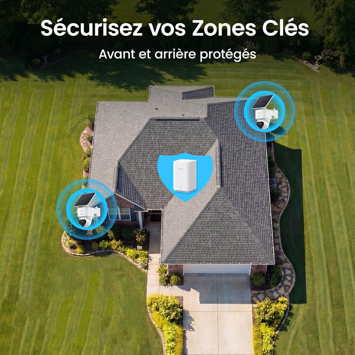 Caméra de Surveillance Extérieure Solaire WiFi T2 Ultra C9X11 4K 8MP 360° Suivi Automatique Vision Nocturne 32 Go Kit 2 Caméras
