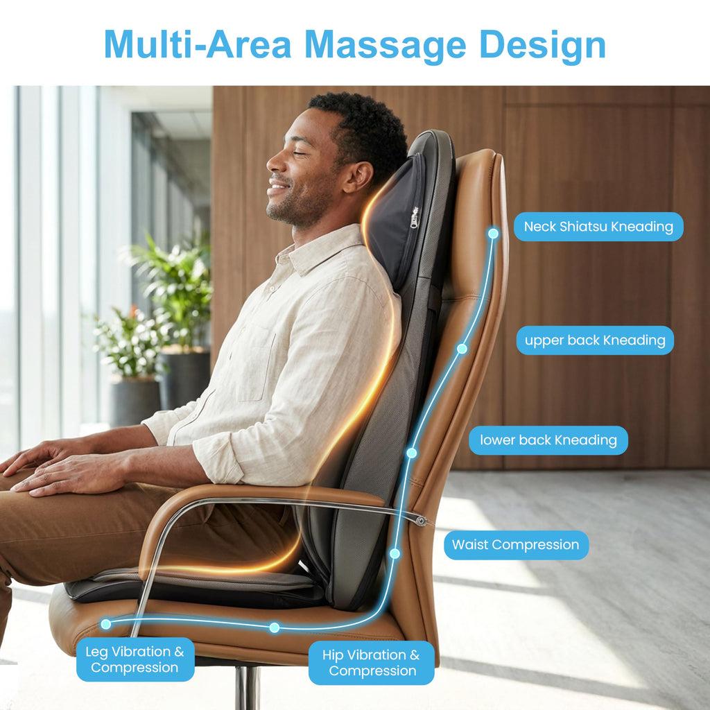 Siège Massant Shiatsu pour Dos et Cou 2309A Massage 2D 3D avec Chaleur Compression Réglable 3 Intensités