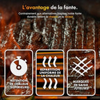 Barbecue au charbon XL avec couvercle et fumoir 2-en-1 grille en fonte 57 x 41 cm thermomètre 2 tablettes rabattables