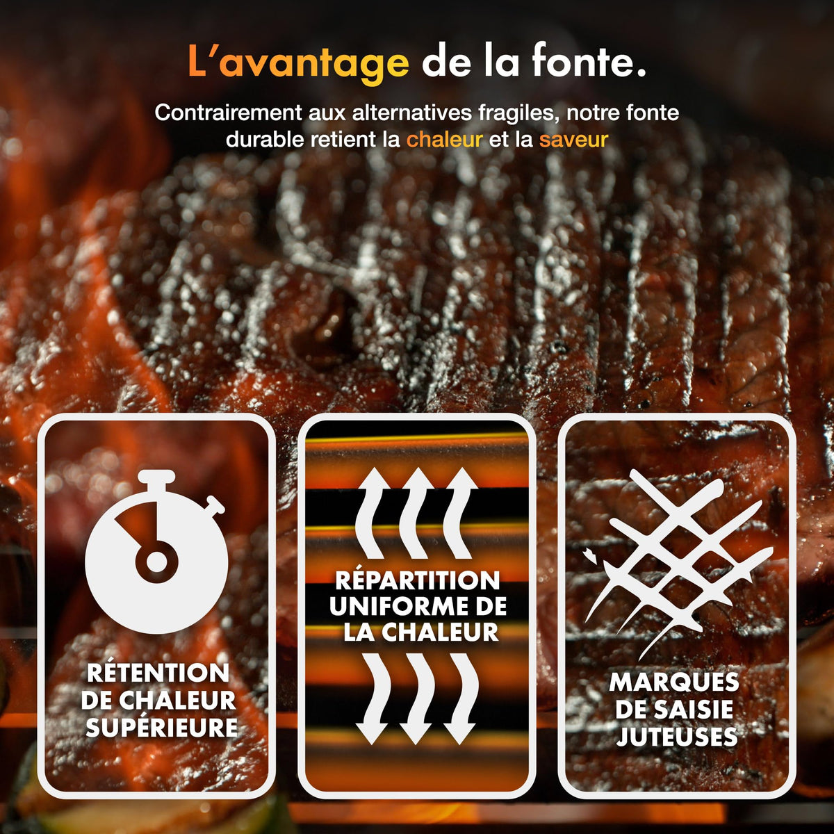Barbecue au charbon XL avec couvercle et fumoir 2-en-1 grille en fonte 57 x 41 cm thermomètre 2 tablettes rabattables