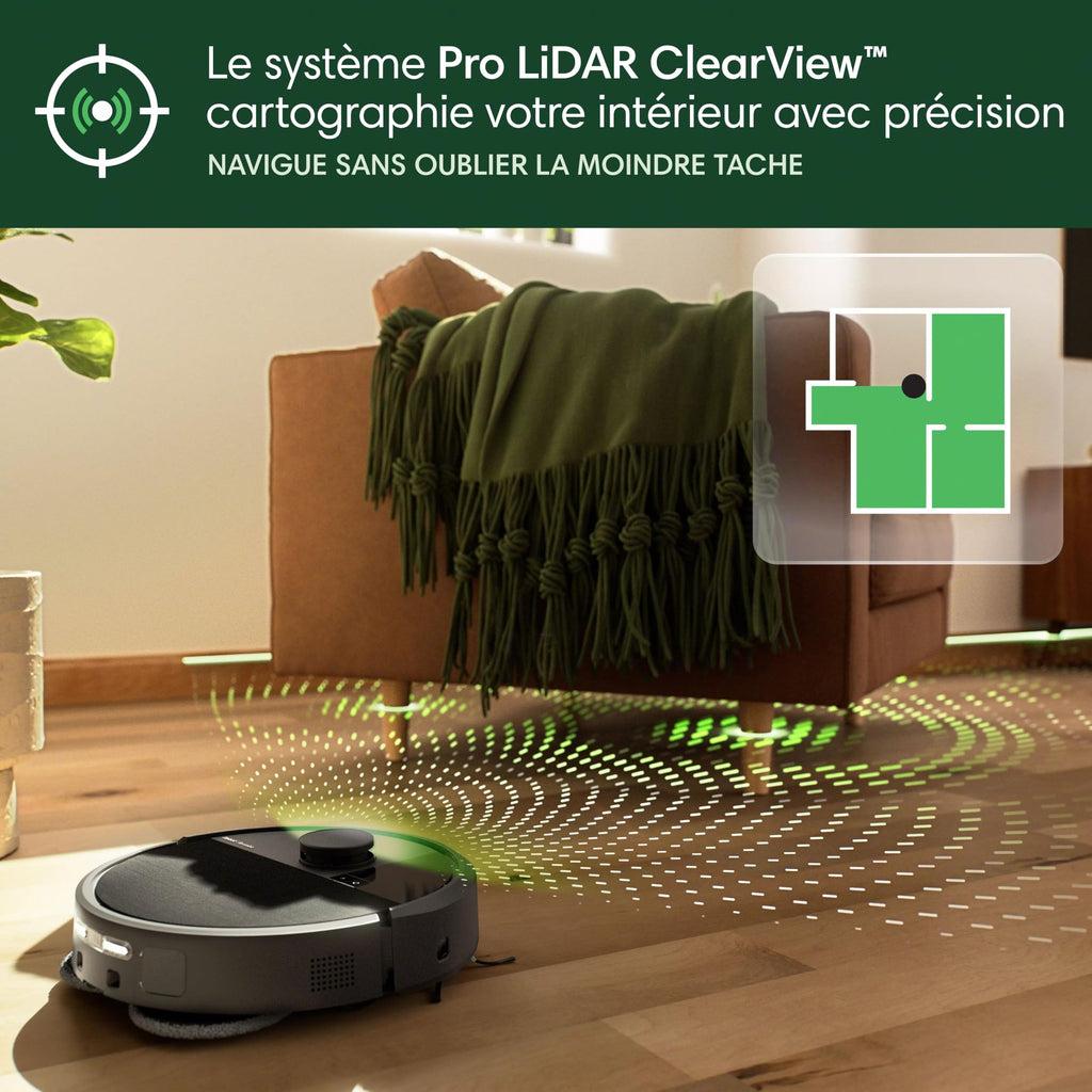 Aspirateur Robot Laveur Combo Plus 505 N185 avec Base AutoWash LiDAR ClearView Pro IA PrecisionVision Vidage Automatique 75 Jours