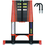 Échelle télescopique pliante DLT214E 4,7 m aluminium 150 kg 15 marches antidérapante orange multifonction