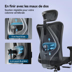 Chaise de Bureau Ergonomique en Maille M57 avec Support Lombaire Réglable Inclinaison 90 à 126° Charge 150 kg