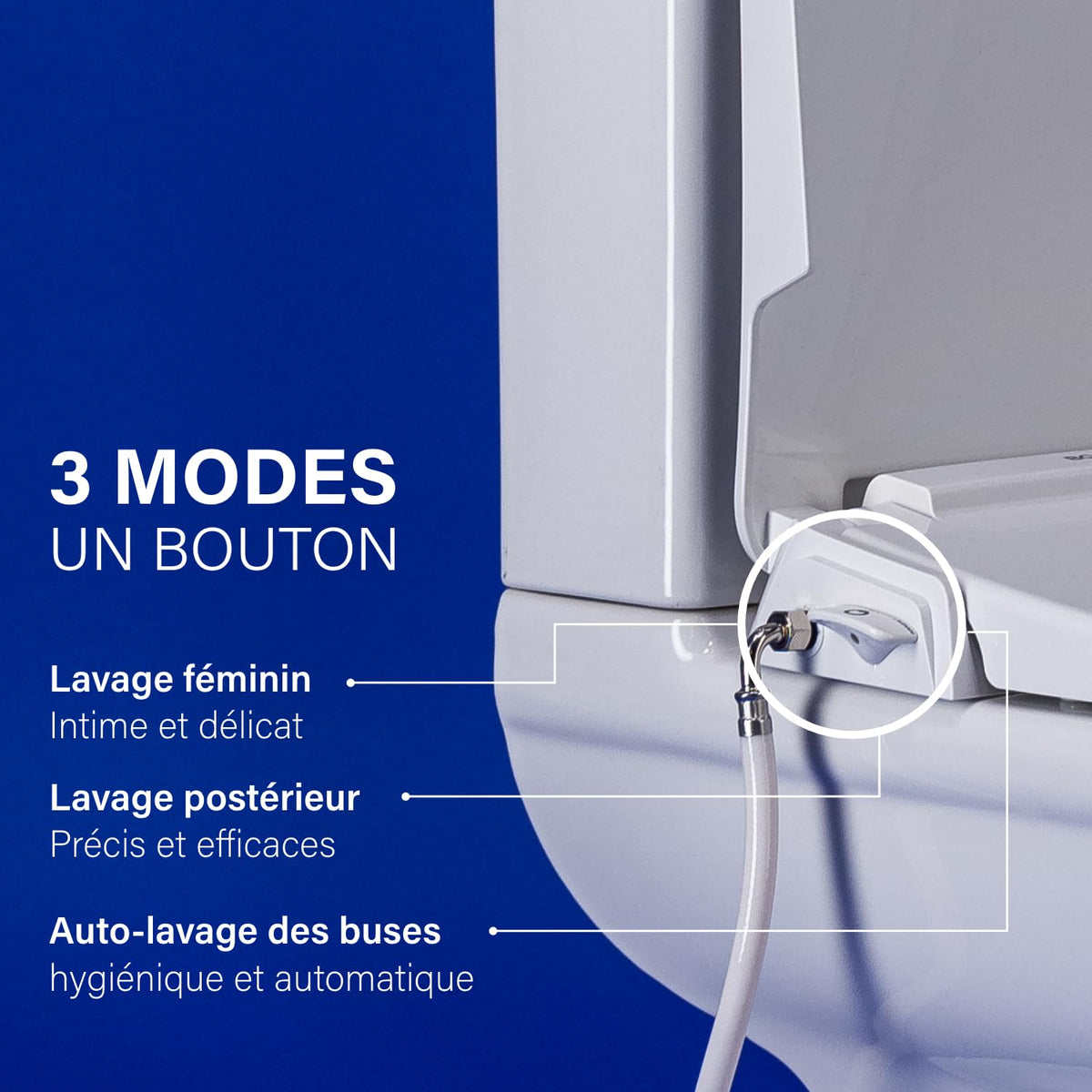 Abattant WC japonais manuel ovale avec filtre Hydro jets de lavage avant et arrière buses réglables et autonettoyantes
