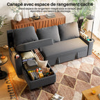 Canapé d'angle convertible 3 places TRFR-SF24-0770B canapé-lit avec rangement chaise longue réversible 120 x 200 x 88 cm