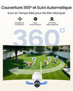 Caméra de surveillance extérieure Argus PT Ultra 4K 8 MP Wi-Fi 6 360° avec suivi automatique et panneau solaire