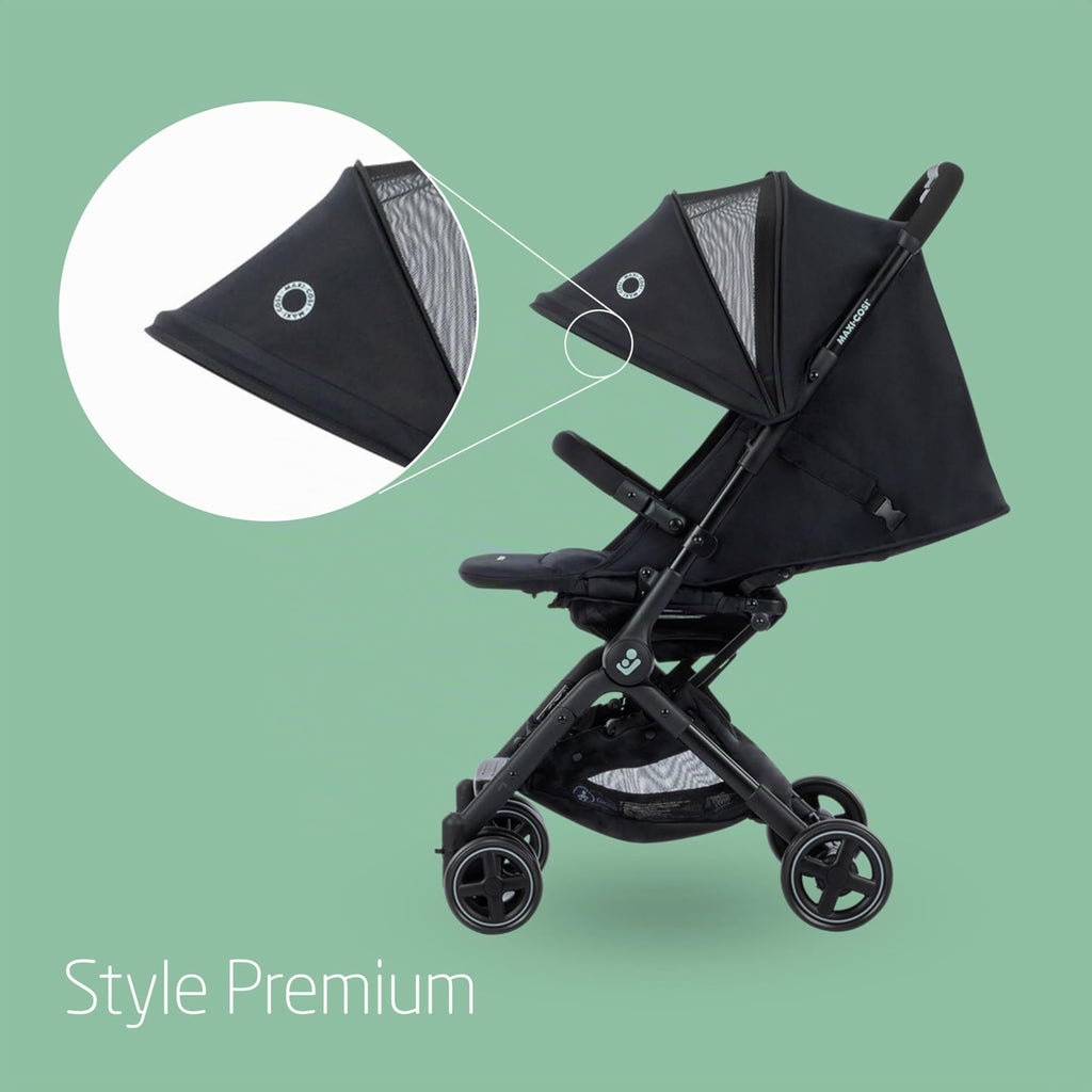 Poussette canne compacte pliable Lara² 0 à 4 ans 0 à 22 kg 3 positions d'inclinaison pliage automatique harnais 5 points 2 paniers