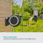 Enrouleur de tuyau mural RollUp L 18627-20 30 m Ø13 mm pivotant à 180° avec lance raccord tuyau et support mural