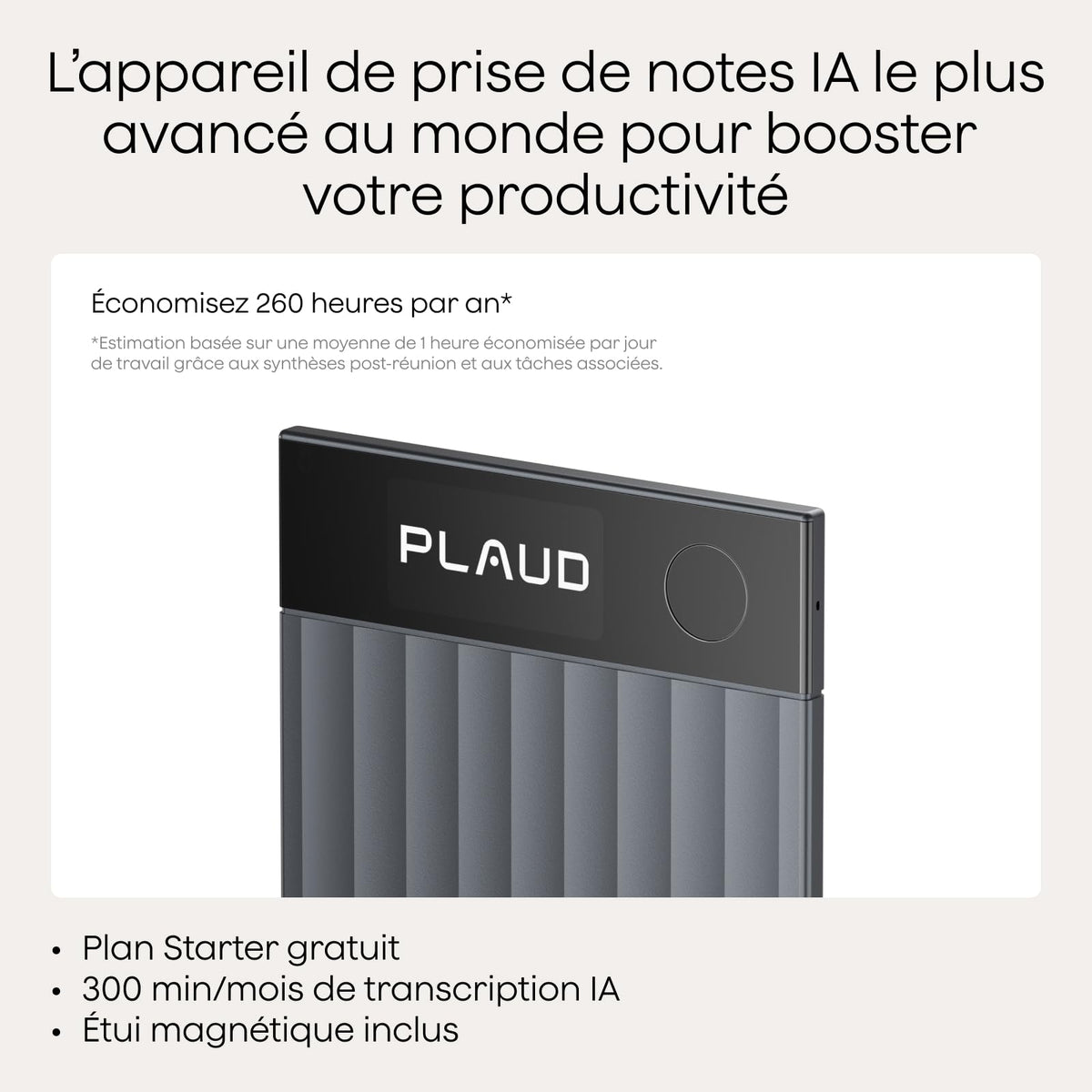 Note Pro Enregistreur vocal IA avec transcription dictaphone numérique 64 Go Bluetooth 50 h d'enregistrement