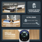 Aspirateur laveur sans fil X-Clean 10 21,6 V 200 W autonomie 60 min nettoyage séchage automatique rouleau autopropulsé écran LED