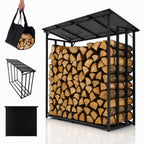Range-bûches extérieur avec toit 185 x 70 x 185 cm aluminium bâche polyester résistante aux UV étanche sol surélevé toit inclinable noir