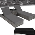 Set de 2 bains de soleil avec table 403088 dossier réglable 5 positions résine tressée aluminium housses de protection