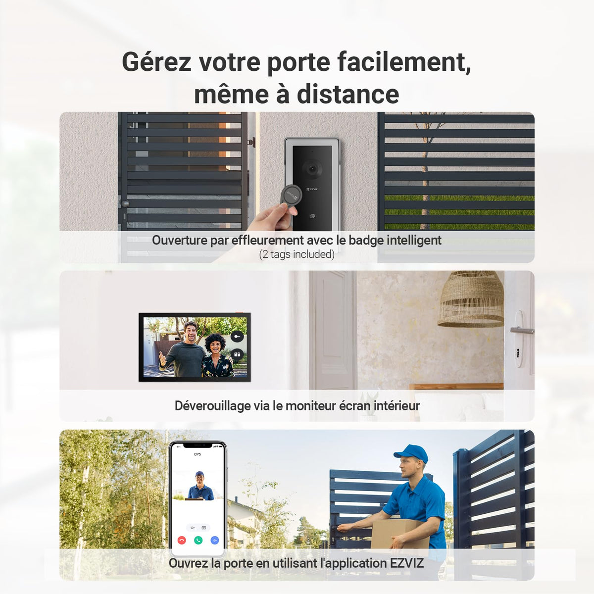 Visiophone connecté CP5 Wi-Fi écran tactile 7 pouces 1080p vision nocturne audio bidirectionnel déverrouillage RFID
