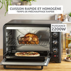 Four électrique Optimo OX495810 60 L 2200 W chaleur tournante 7 modes de cuisson avec tournebroche et 2 grilles