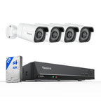 Kit de vidéosurveillance PoE RLK8-800B4 4K avec 4 caméras IP 8 MP NVR 8 canaux 2 To détection de personnes et véhicules