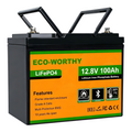 Batterie LiFePO4 12V 100Ah Bluetooth 1280Wh BMS protection basse température 100A rechargeable pour camping-car bateau solaire