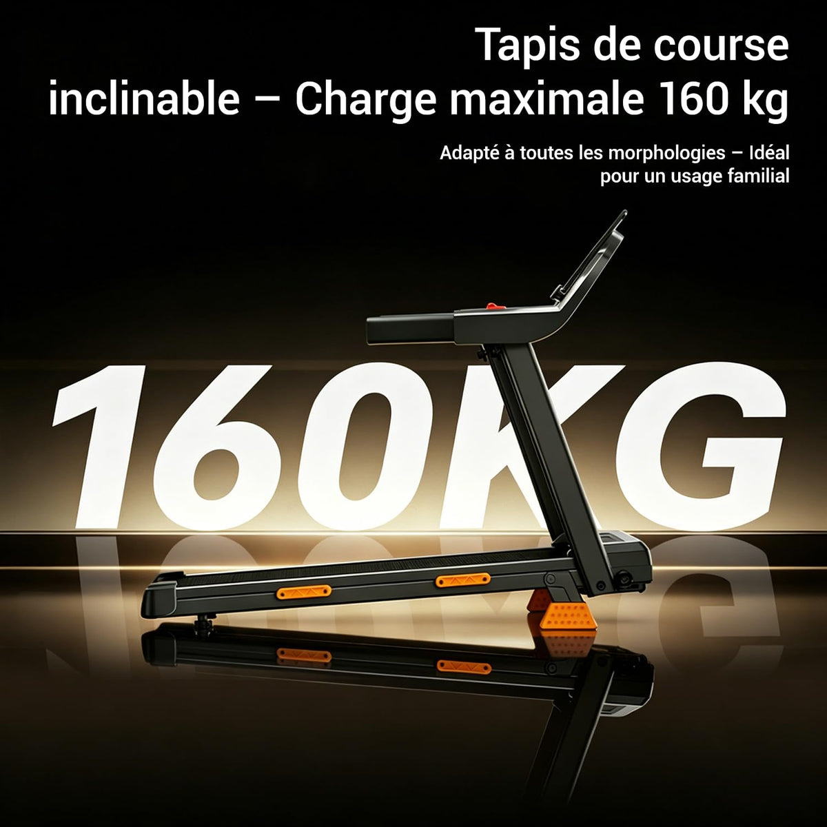 Tapis de course pliable inclinable 12 km/h 15 % 136 kg écran LED 12 programmes amortissement