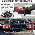 Porte-vélos d'attelage pour 2 vélos charge maximale 60 kg avec feu arrière support de plaque pliable