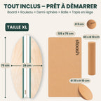 Planche d'équilibre en bois antidérapante pour entraînement équilibre posture proprioception charge maximale 120 kg kit complet