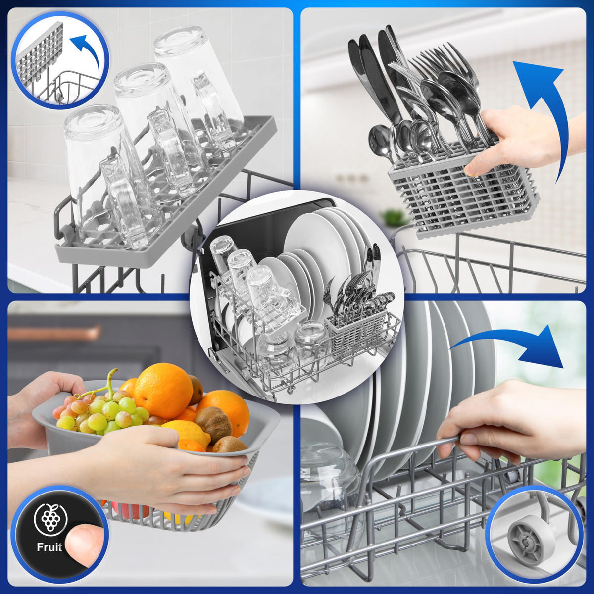 Lave-vaisselle de comptoir DW5 BK 950 W capacité 5 L 7 programmes écran tactile séchage PTC 48 x 51 x 45,8 cm