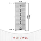 Armoire de rangement 2 portes Arconati 13500100 70 x 34 x 189 cm 5 étagères réglables mélaminé blanc