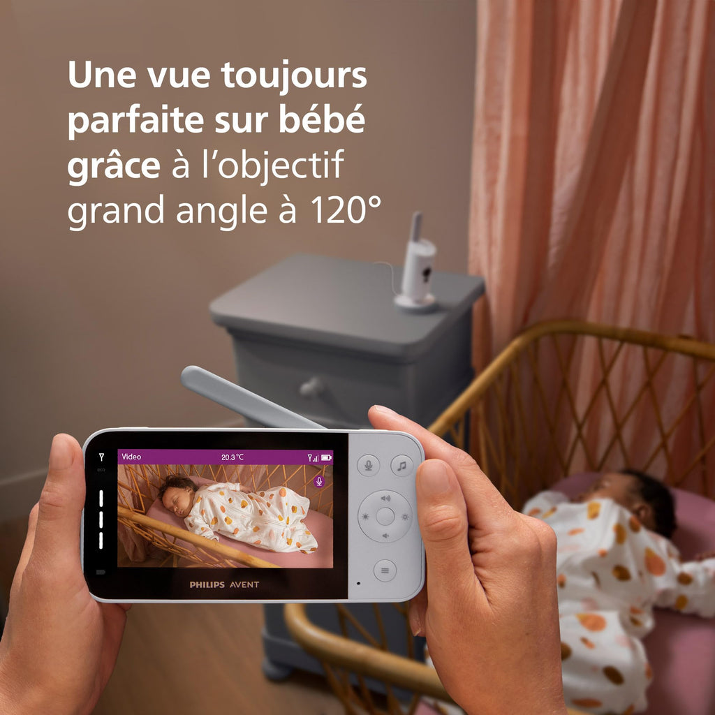 Écoute-bébé vidéo connecté SCD951/26 Wi-Fi caméra HD 1080p vision nocturne infrarouge audio bidirectionnel autonomie 12 h