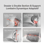 Chaise de bureau ergonomique M59AS à double dossier avec soutien lombaire adaptatif accoudoirs 3D et siège en maille
