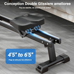 Rameur pliable F203s à résistance magnétique 16 niveaux double rail écran LCD charge maximale 120 kg 158 x 42 x 62 cm
